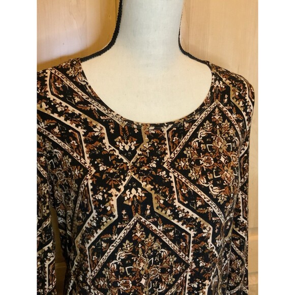 Chicos Women’s 1 US M Diamond Shapes Fall Colors Long Sleeves  Tunic Top - Picture 2 of 9